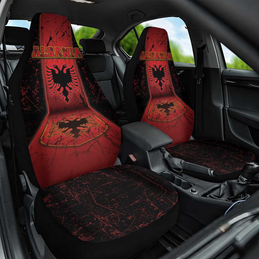 Albania Car Seat Cover Black Double Headed Eagle - Wonder Print Shop