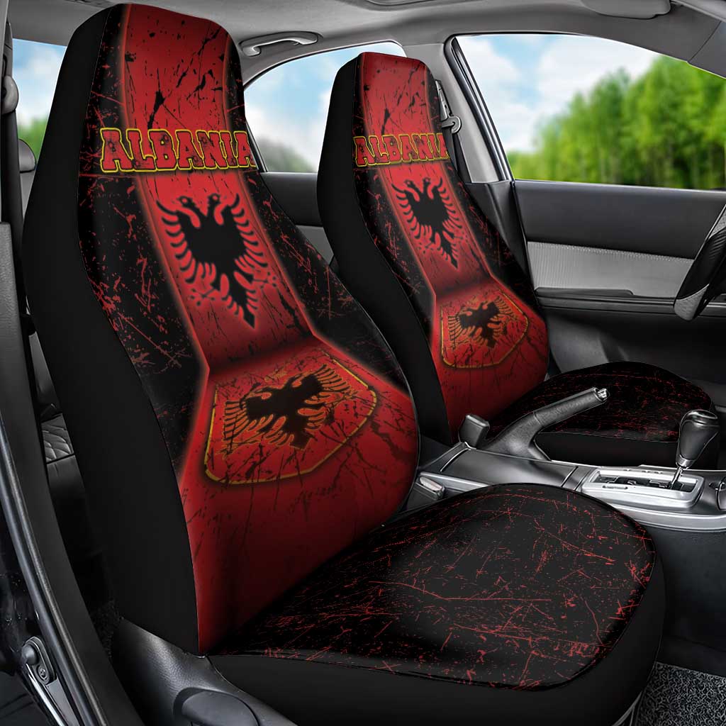 Albania Car Seat Cover Black Double Headed Eagle - Wonder Print Shop