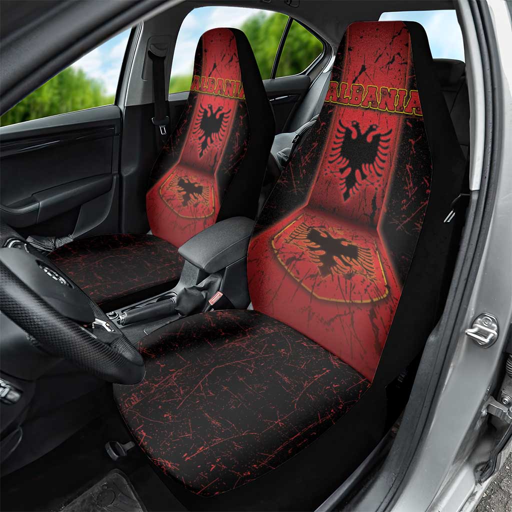 Albania Car Seat Cover Black Double Headed Eagle - Wonder Print Shop