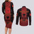 Personalized Albania Couples Matching Long Sleeve Bodycon Dress and Long Sleeve Button Shirt Black Double Headed Eagle - Wonder Print Shop