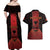 Personalized Albania Couples Matching Off Shoulder Maxi Dress and Hawaiian Shirt Black Double Headed Eagle - Wonder Print Shop