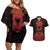Personalized Albania Couples Matching Off Shoulder Short Dress and Hawaiian Shirt Black Double Headed Eagle - Wonder Print Shop
