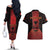 Personalized Albania Couples Matching Off The Shoulder Long Sleeve Dress and Hawaiian Shirt Black Double Headed Eagle - Wonder Print Shop