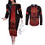 Personalized Albania Couples Matching Off The Shoulder Long Sleeve Dress and Long Sleeve Button Shirt Black Double Headed Eagle - Wonder Print Shop