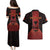Personalized Albania Couples Matching Puletasi and Hawaiian Shirt Black Double Headed Eagle - Wonder Print Shop