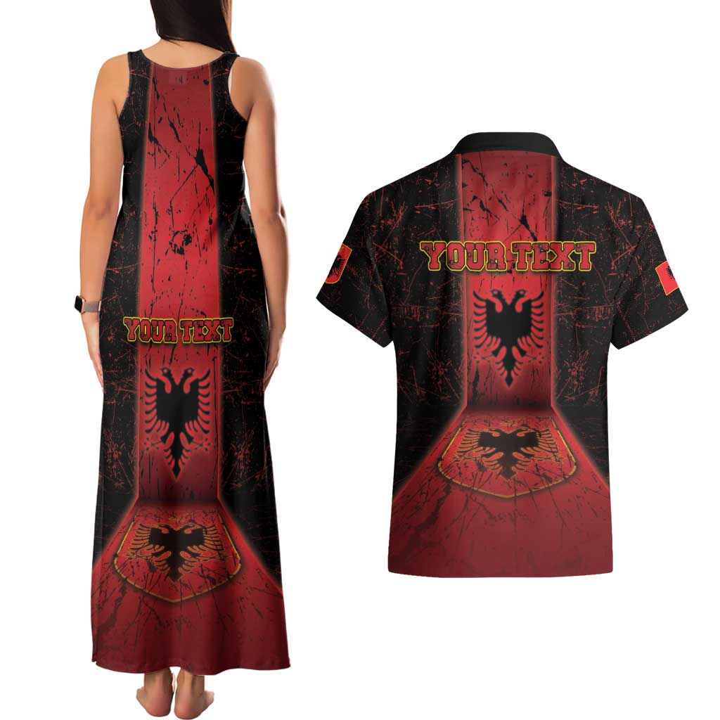 Personalized Albania Couples Matching Tank Maxi Dress and Hawaiian Shirt Black Double Headed Eagle - Wonder Print Shop