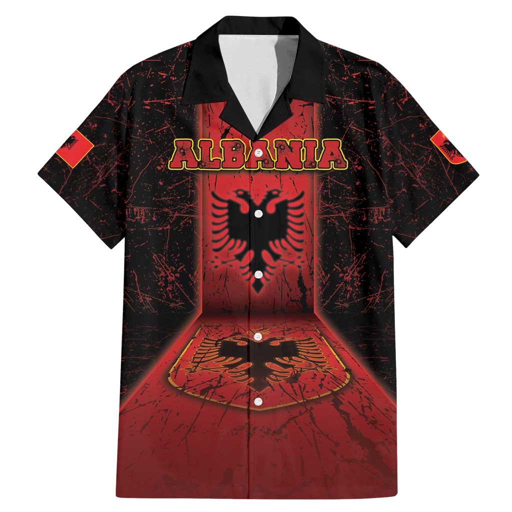 Personalized Albania Family Matching Mermaid Dress and Hawaiian Shirt Black Double Headed Eagle - Wonder Print Shop