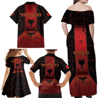 Personalized Albania Family Matching Off Shoulder Maxi Dress and Hawaiian Shirt Black Double Headed Eagle - Wonder Print Shop