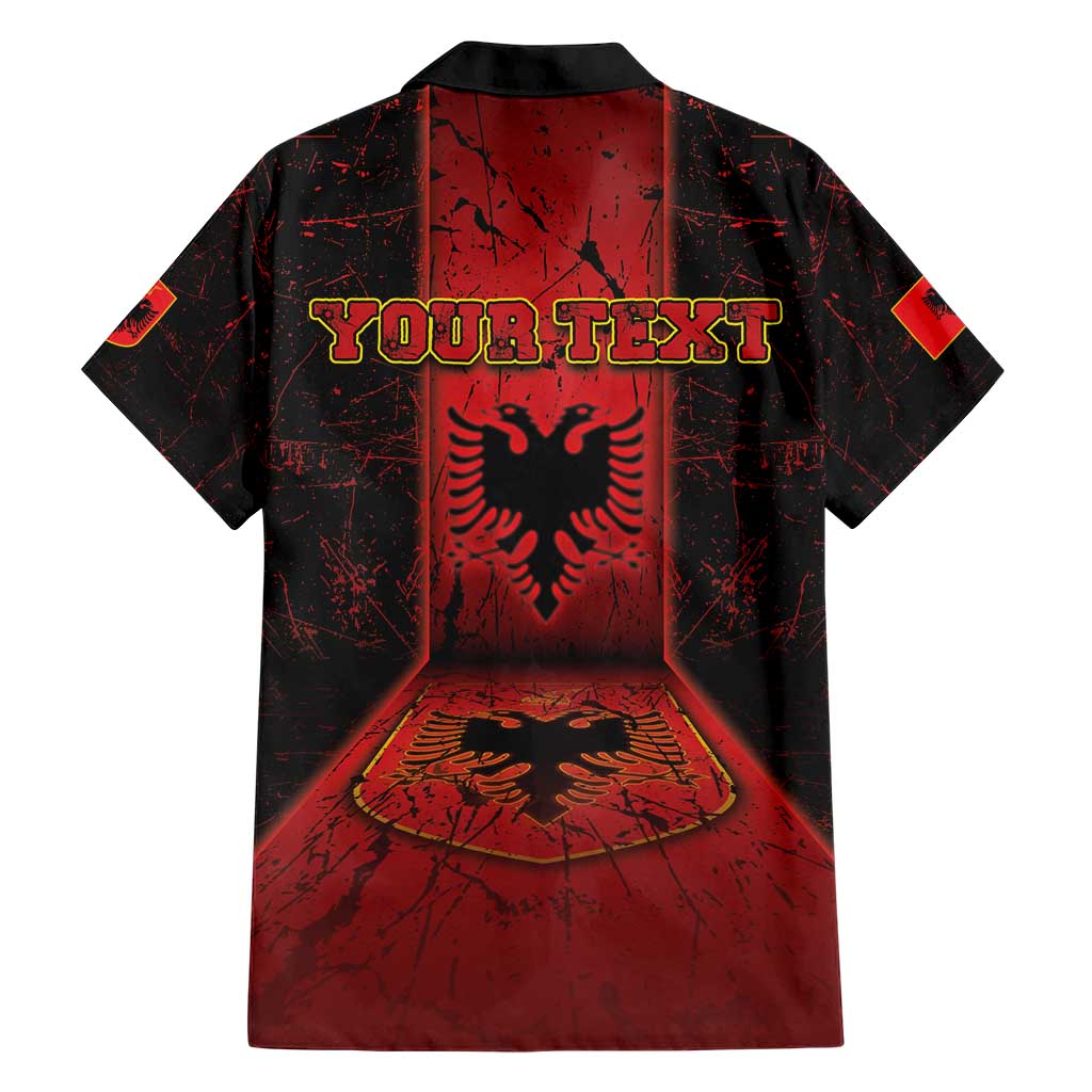 Personalized Albania Family Matching Short Sleeve Bodycon Dress and Hawaiian Shirt Black Double Headed Eagle - Wonder Print Shop