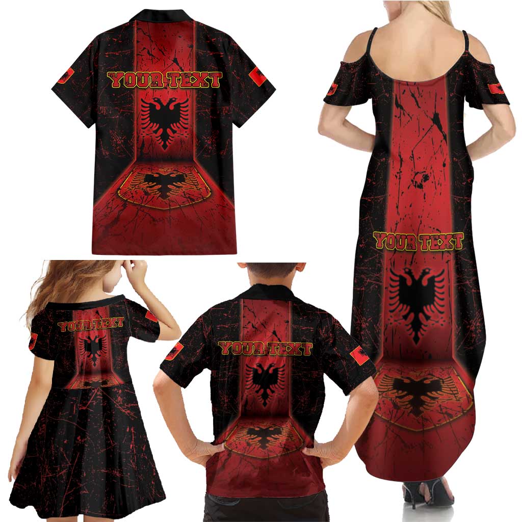 Personalized Albania Family Matching Summer Maxi Dress and Hawaiian Shirt Black Double Headed Eagle - Wonder Print Shop