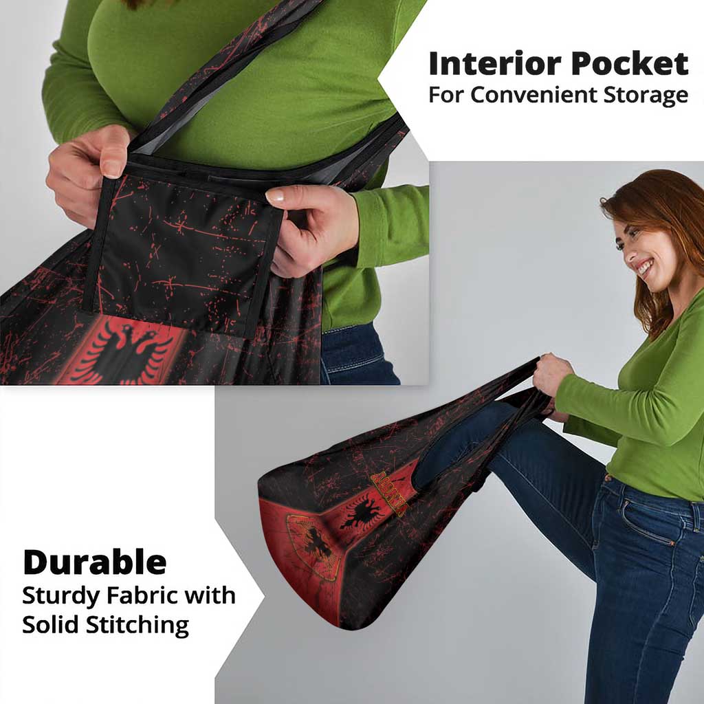 Albania Grocery Bag Black Double Headed Eagle - Wonder Print Shop