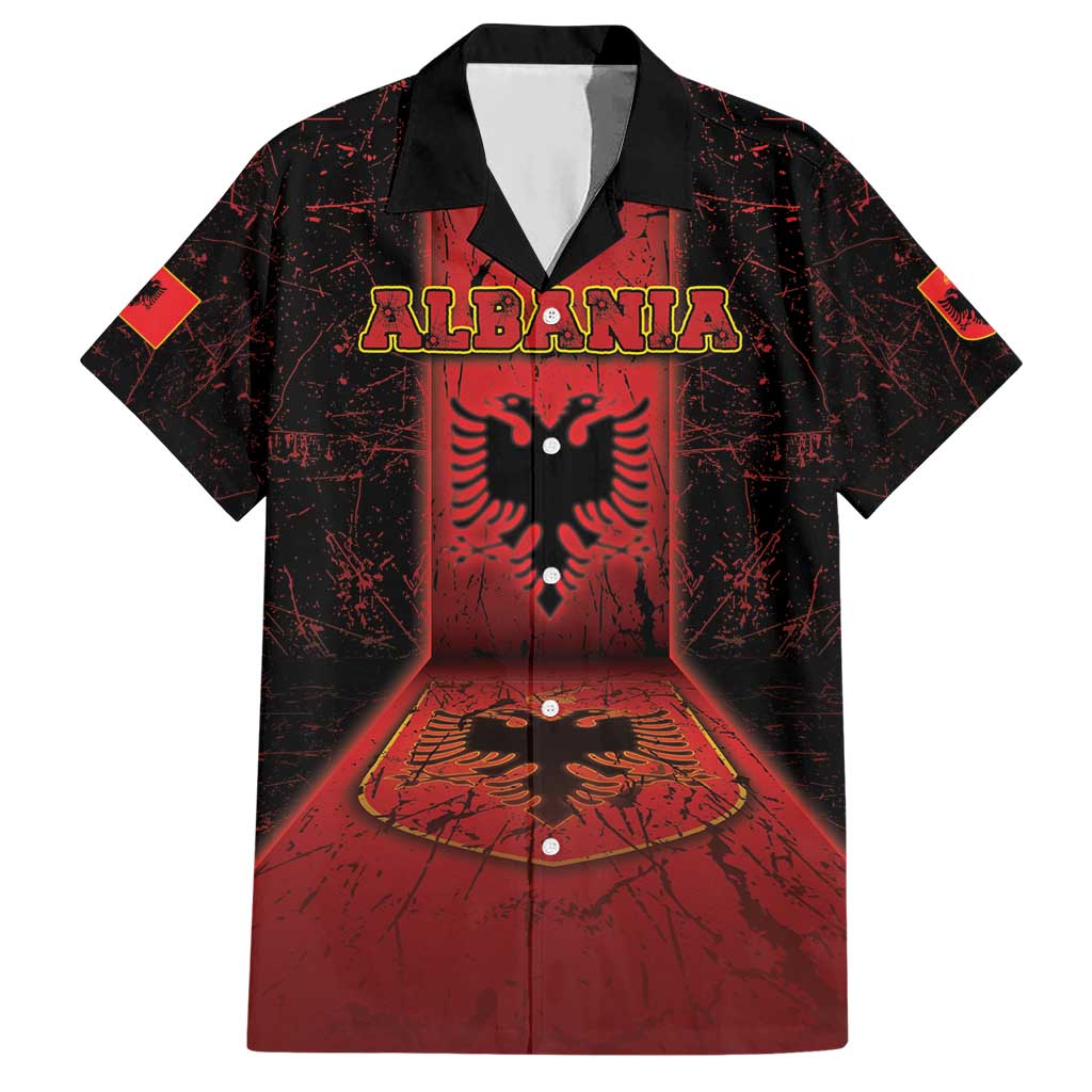 Personalized Albania Hawaiian Shirt Black Double Headed Eagle - Wonder Print Shop