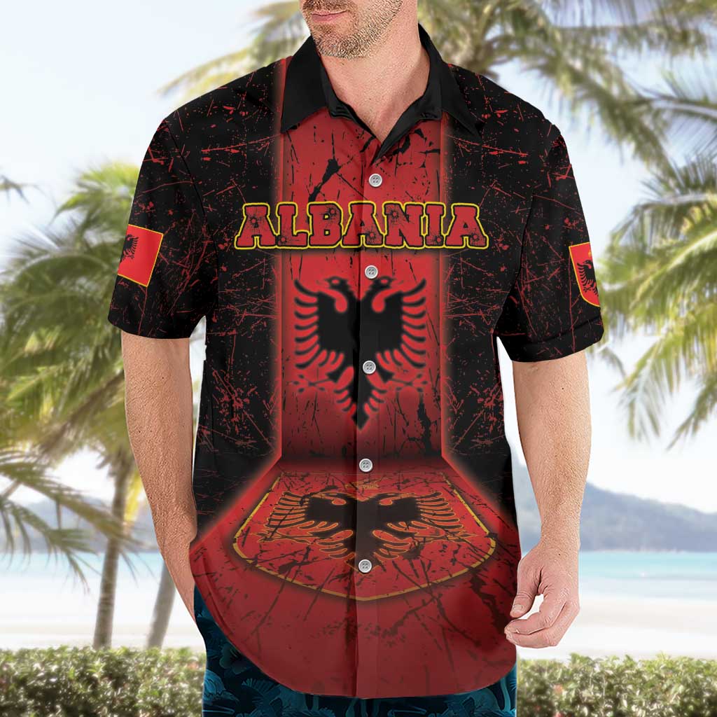 Personalized Albania Hawaiian Shirt Black Double Headed Eagle - Wonder Print Shop