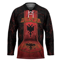 Personalized Albania Hockey Jersey Black Double Headed Eagle - Wonder Print Shop