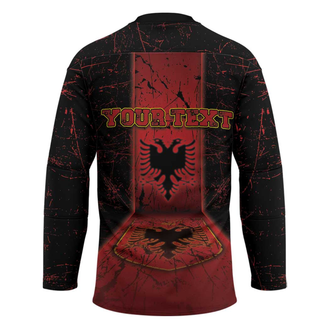 Personalized Albania Hockey Jersey Black Double Headed Eagle - Wonder Print Shop