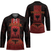 Personalized Albania Hockey Jersey Black Double Headed Eagle - Wonder Print Shop