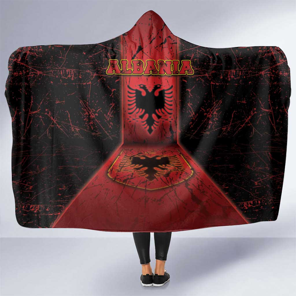 Albania Hooded Blanket Black Double Headed Eagle - Wonder Print Shop