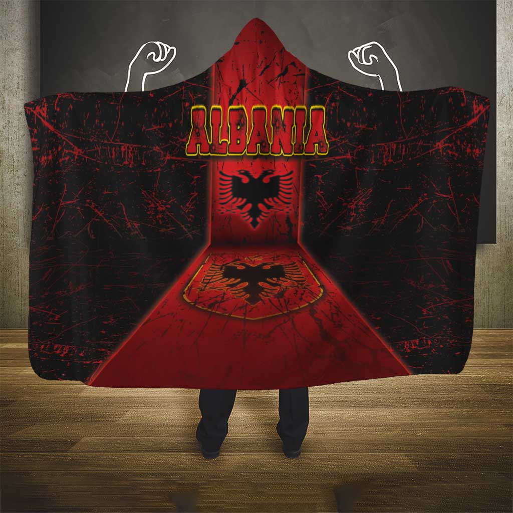 Albania Hooded Blanket Black Double Headed Eagle - Wonder Print Shop