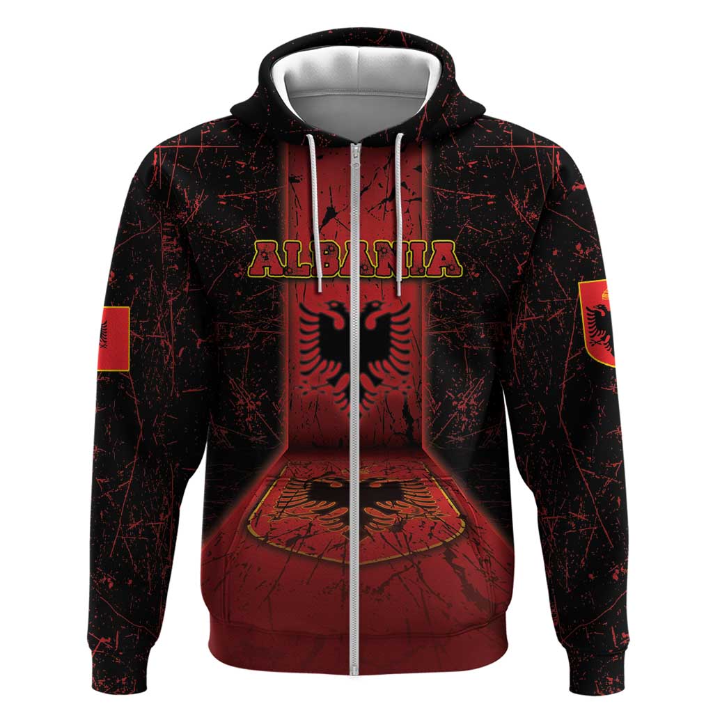 Personalized Albania Hoodie Black Double Headed Eagle - Wonder Print Shop