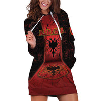 Personalized Albania Hoodie Dress Black Double Headed Eagle - Wonder Print Shop