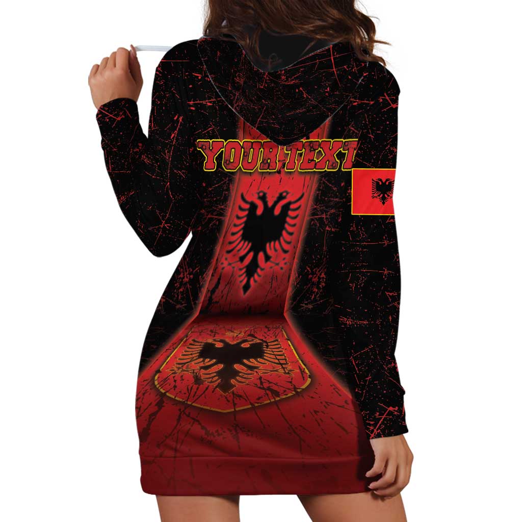 Personalized Albania Hoodie Dress Black Double Headed Eagle - Wonder Print Shop