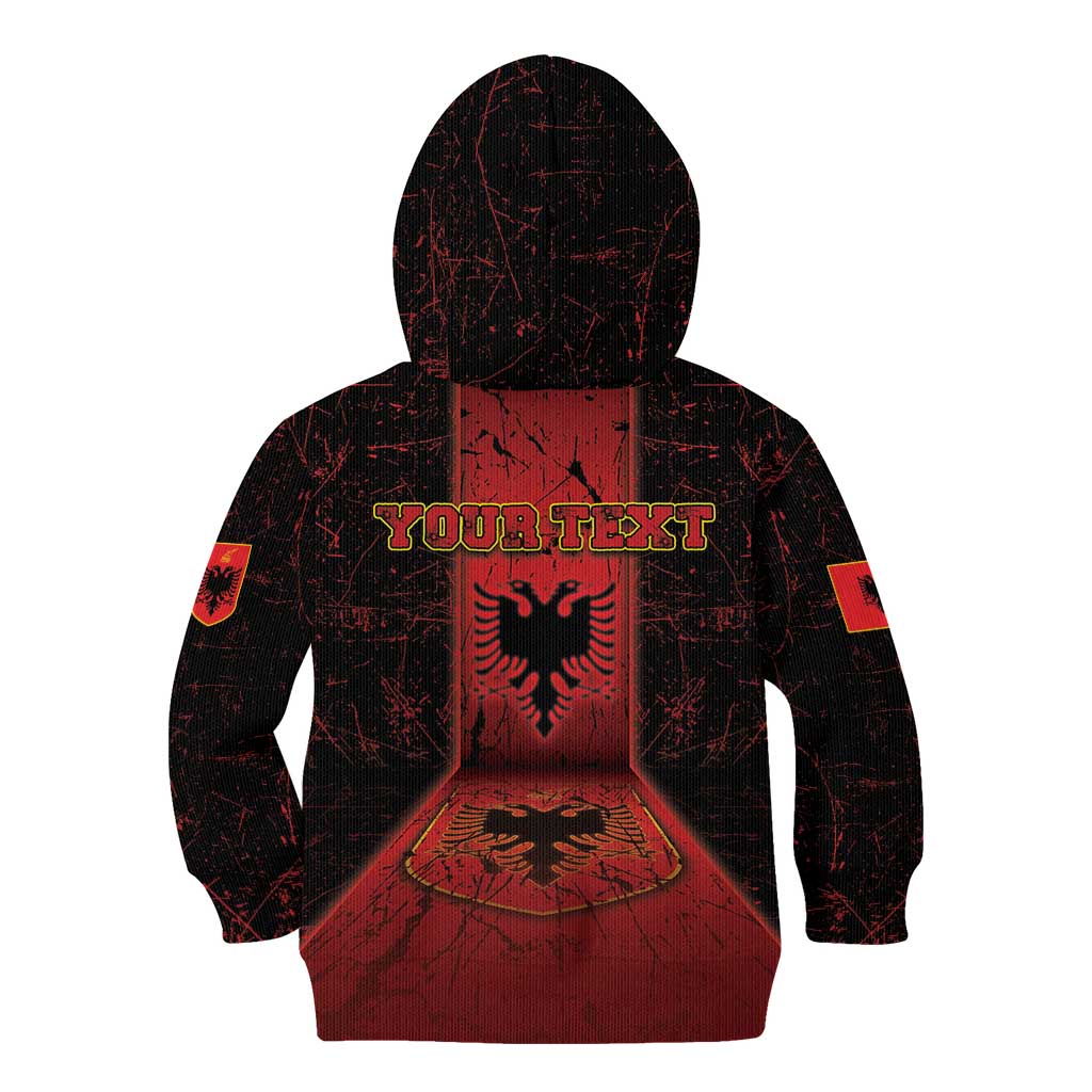 Personalized Albania Kid Hoodie Black Double Headed Eagle - Wonder Print Shop