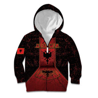Personalized Albania Kid Hoodie Black Double Headed Eagle - Wonder Print Shop