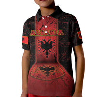 Personalized Albania Kid Polo Shirt Black Double Headed Eagle - Wonder Print Shop