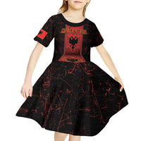 Personalized Albania Kid Short Sleeve Dress Black Double Headed Eagle - Wonder Print Shop