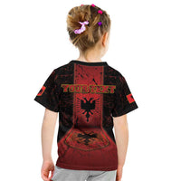 Personalized Albania Kid T Shirt Black Double Headed Eagle - Wonder Print Shop
