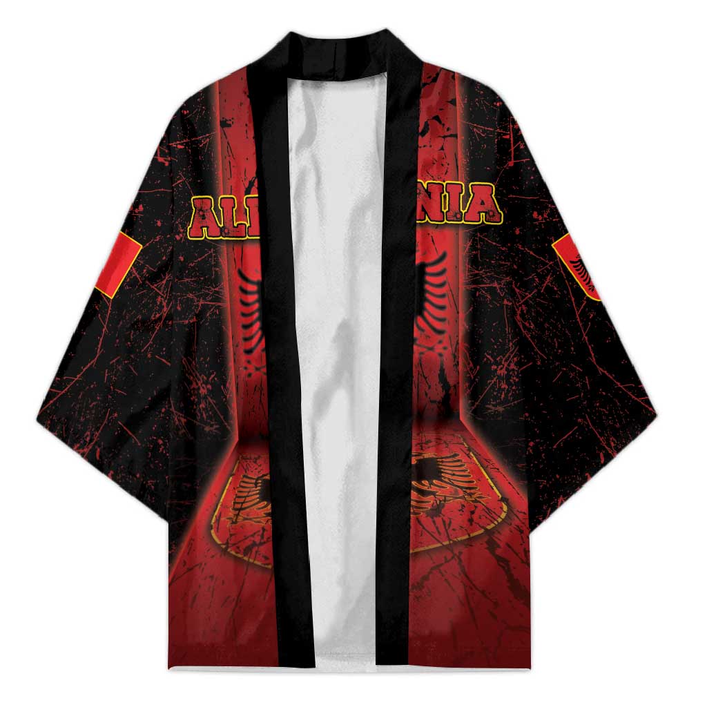 Personalized Albania Kimono Black Double Headed Eagle - Wonder Print Shop