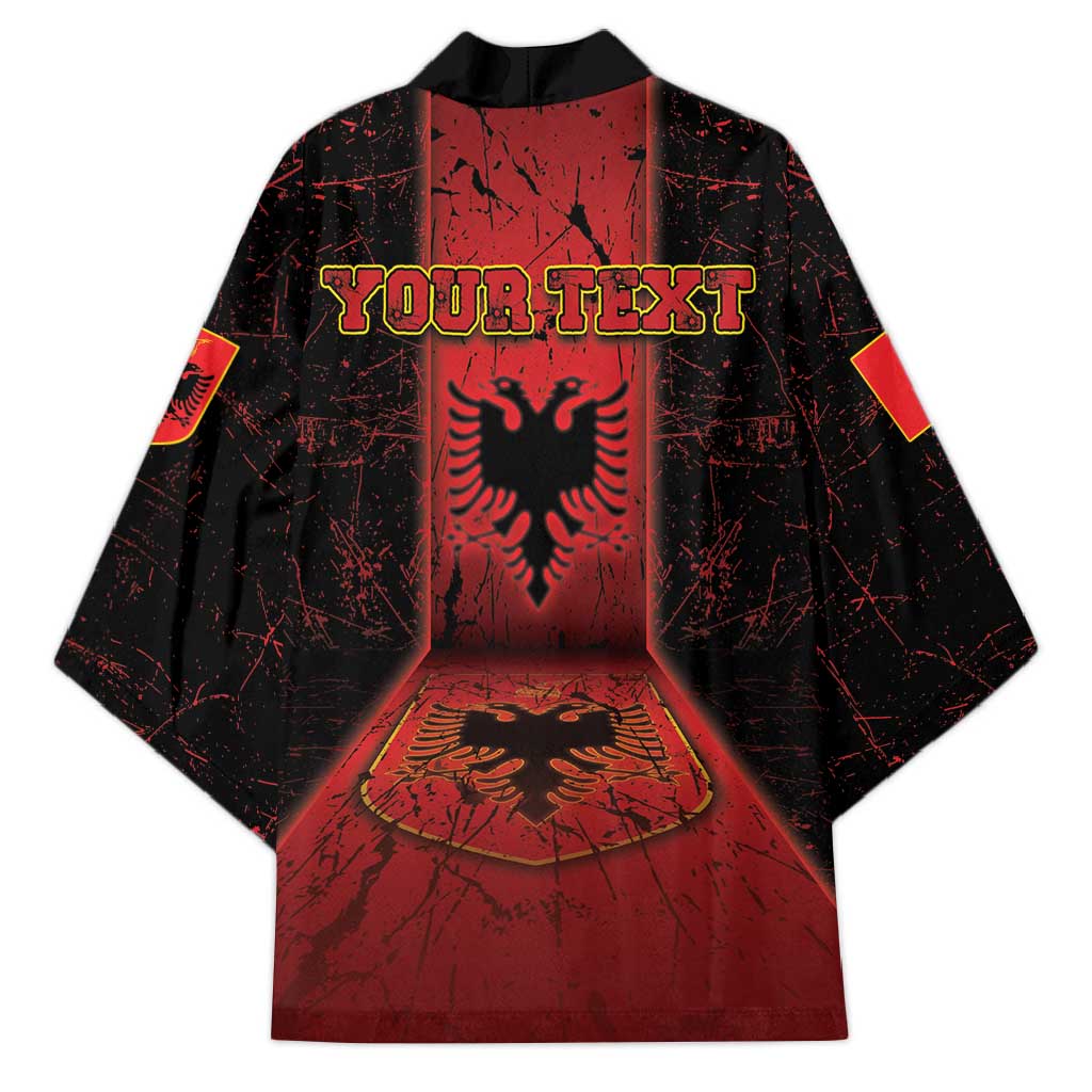 Personalized Albania Kimono Black Double Headed Eagle - Wonder Print Shop