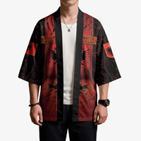 Personalized Albania Kimono Black Double Headed Eagle - Wonder Print Shop
