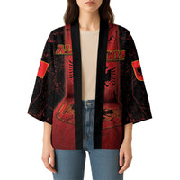 Personalized Albania Kimono Black Double Headed Eagle - Wonder Print Shop
