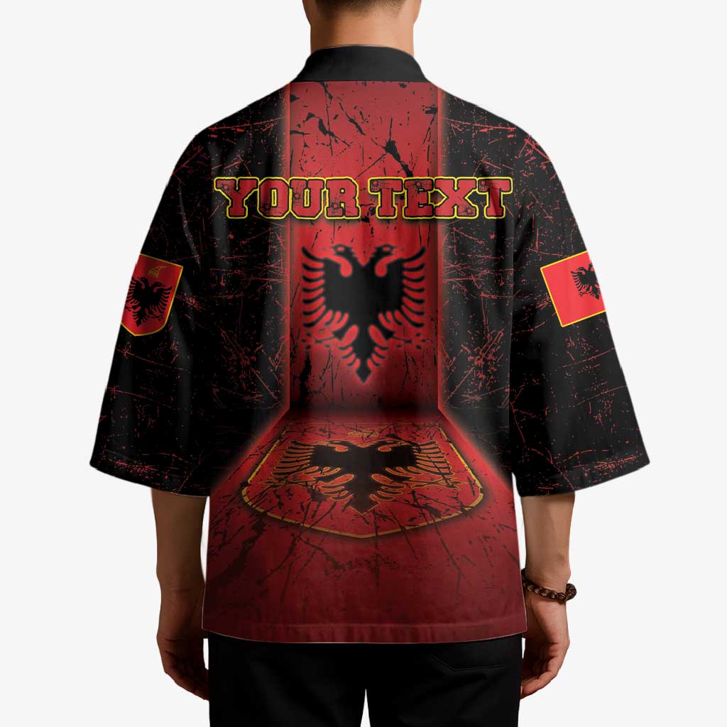 Personalized Albania Kimono Black Double Headed Eagle - Wonder Print Shop