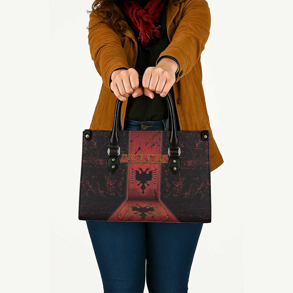 Albania Leather Bag Black Double Headed Eagle - Wonder Print Shop