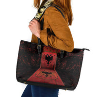 Albania Leather Tote Bag Black Double Headed Eagle - Wonder Print Shop