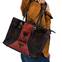 Albania Leather Tote Bag Black Double Headed Eagle - Wonder Print Shop