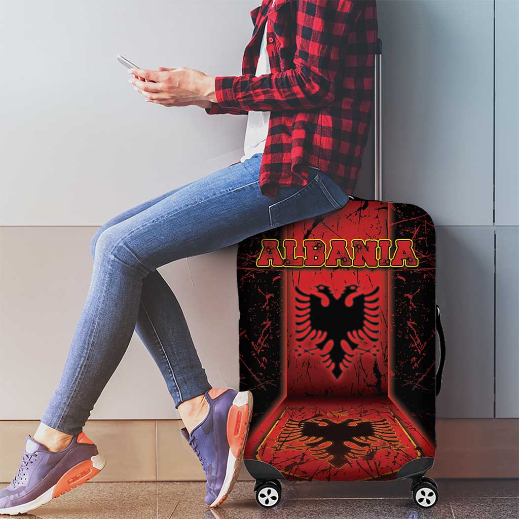 Albania Luggage Cover Black Double Headed Eagle - Wonder Print Shop