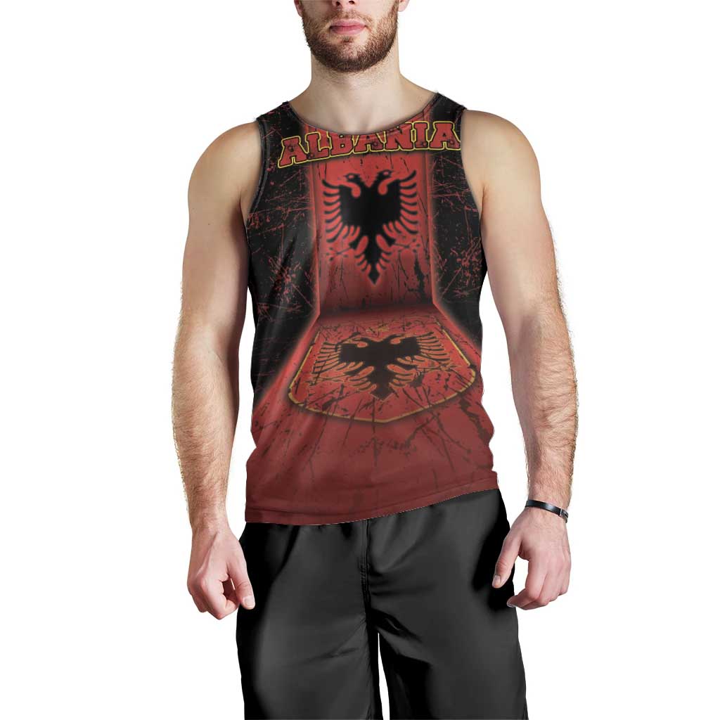 Personalized Albania Men Tank Top Black Double Headed Eagle - Wonder Print Shop