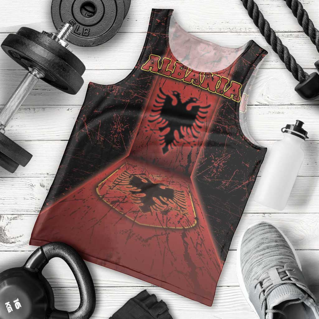 Personalized Albania Men Tank Top Black Double Headed Eagle - Wonder Print Shop