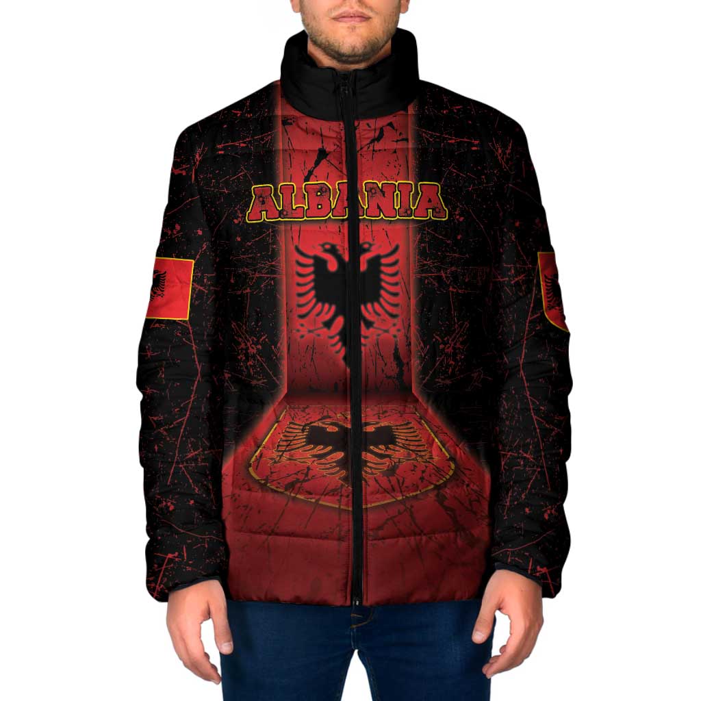 Personalized Albania Padded Jacket Black Double Headed Eagle - Wonder Print Shop
