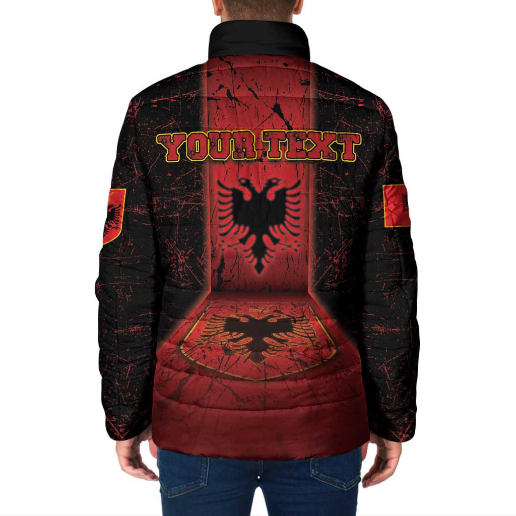 Personalized Albania Padded Jacket Black Double Headed Eagle - Wonder Print Shop