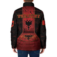 Personalized Albania Padded Jacket Black Double Headed Eagle - Wonder Print Shop