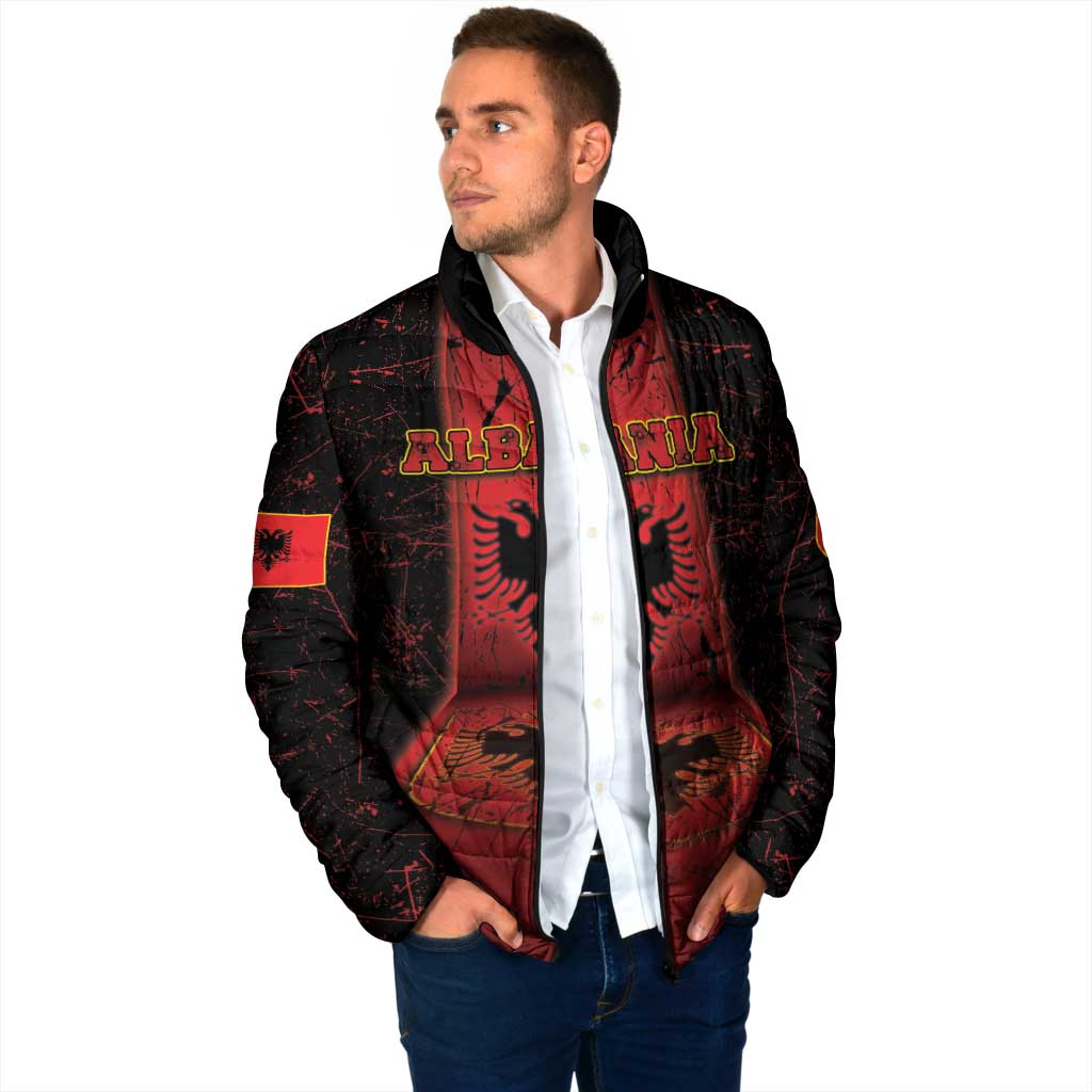 Personalized Albania Padded Jacket Black Double Headed Eagle - Wonder Print Shop