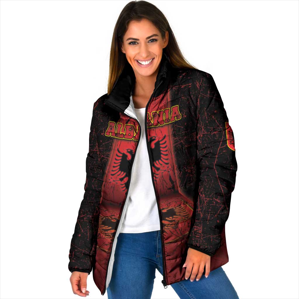 Personalized Albania Padded Jacket Black Double Headed Eagle - Wonder Print Shop