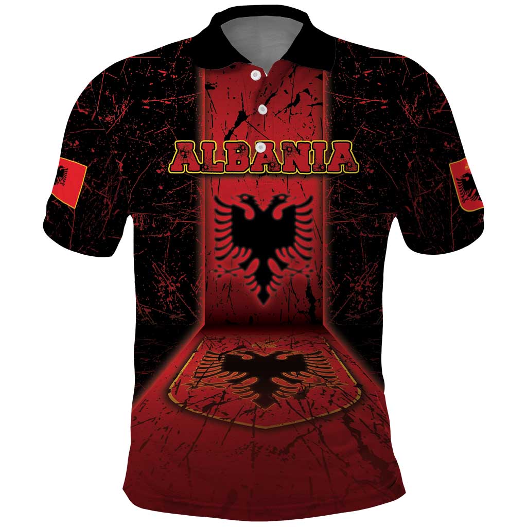 Personalized Albania Polo Shirt Black Double Headed Eagle - Wonder Print Shop