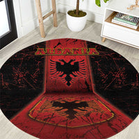 Albania Round Carpet Black Double Headed Eagle - Wonder Print Shop
