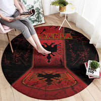 Albania Round Carpet Black Double Headed Eagle - Wonder Print Shop