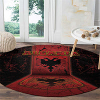Albania Round Carpet Black Double Headed Eagle - Wonder Print Shop